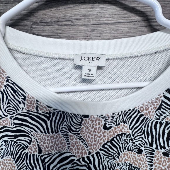 J. Crew Black Tan White Zebra Print Crewneck Sweatshirt - Picture 7 of 9